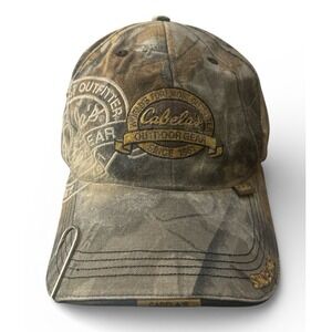 Cabelas Camo Strapback Hat Mens Vintage Camouflage Hunting Fishing Cap